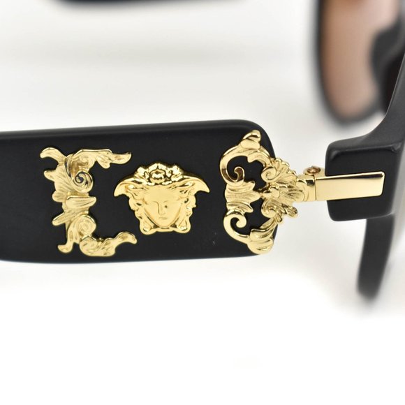 VERSACE: Matte Black, "Medusa" Logo Mirrored, Polarized Sunglasses (po) - Picture 7 of 11